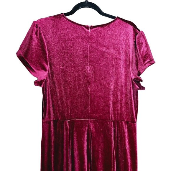 NWT Blushmark Ruby Burgundy Velvet Short Sleeve Maxi Dress - Picture 7 of 8